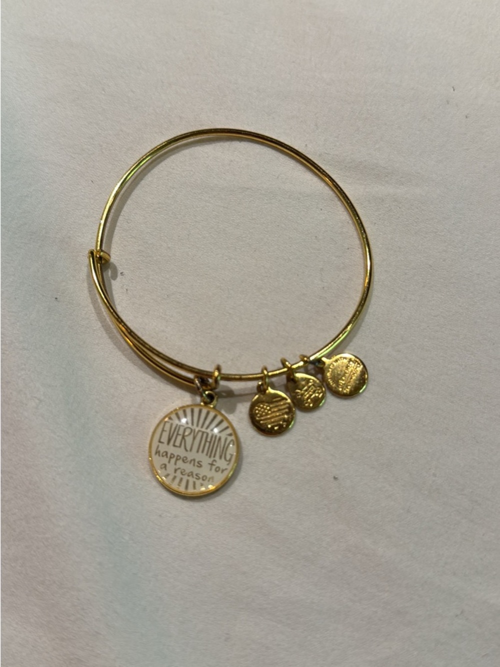 Gold-Tone Inspirational Charm Bangle Bracelet - Everything Happens For A Reason
